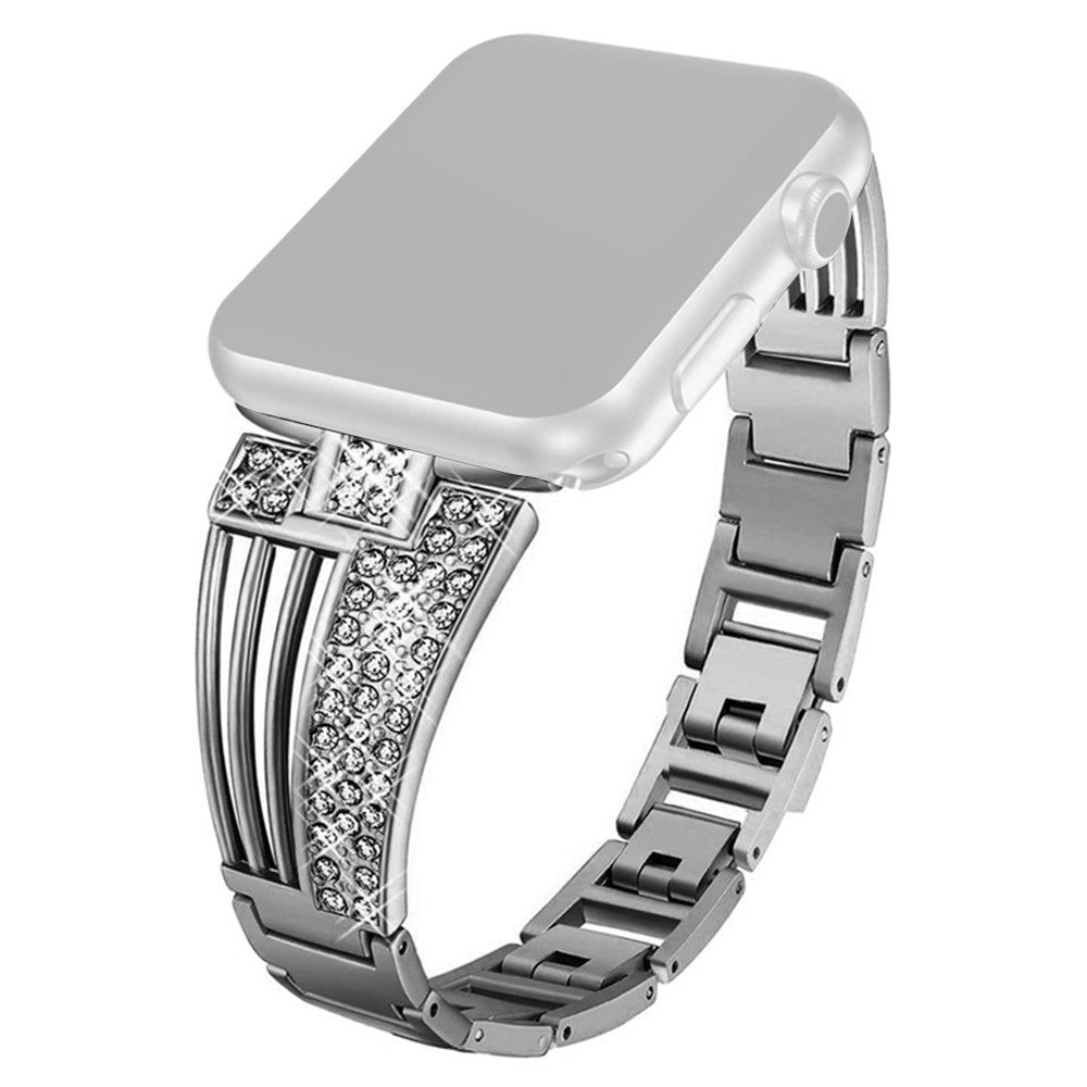 For Apple Watch Series 9 8 7 41mm 6 5 4 SE (2023) SE (2022) SE 40mm 3 2 1 38mm Metal Rhinestone Decor Lightweight Smart Watch Band Hollow-out Wrist Strap For Apple Watch Series 9 8 7 41mm 6 5 4 SE (2023) SE (2022) SE 40mm 3 2 1 38mm Metal Rhinestone Decor Lightweight Smart Watch Band Hollow-out Wrist Strap